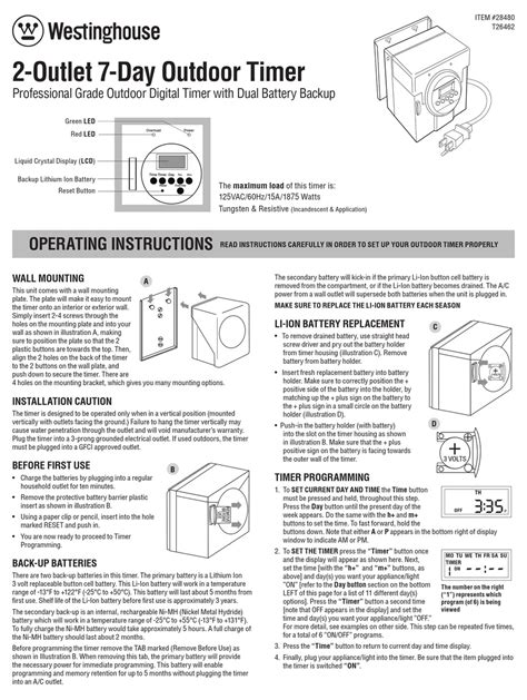 Manual westinghouse timer instructions. Things To Know About Manual westinghouse timer instructions. 